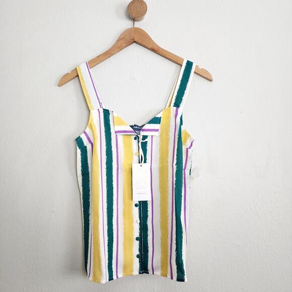 NEW Modcloth One Affogato Button Up Stripe Tank Top - Picture 4 of 12